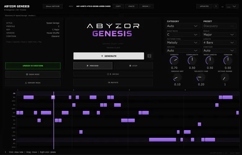 ABYZOR Genesis - Free MIDI Generator ABYZOR Genesis